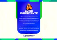 AVISO IMPORTANTE - FERIADO DO ANIVERSÁRIO DA CIDADE