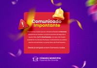 Câmara Municipal de Fazenda Rio Grande entra em recesso durante o Carnaval!