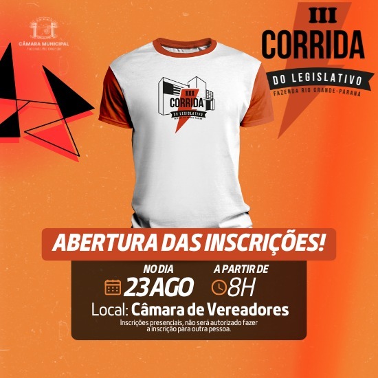 INSCRIÇÕES PRESENCIAIS GRATUITAS PARA A 3ª CORRIDA NOTURNA DO LEGISLATIVO SERÃO NESTE SÁBADO