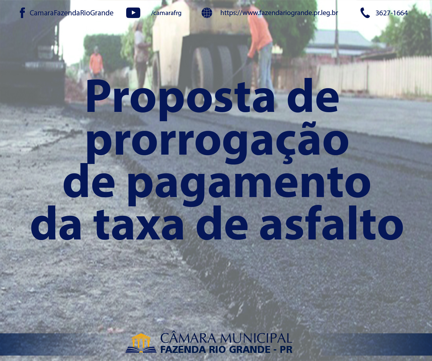 Proposta de prorrogação de pagamento de taxa de asfalto