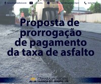 Proposta de prorrogação de pagamento de taxa de asfalto