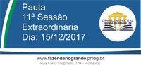 Pauta da 11ª Sessão Extraordinária 15/12/2017
