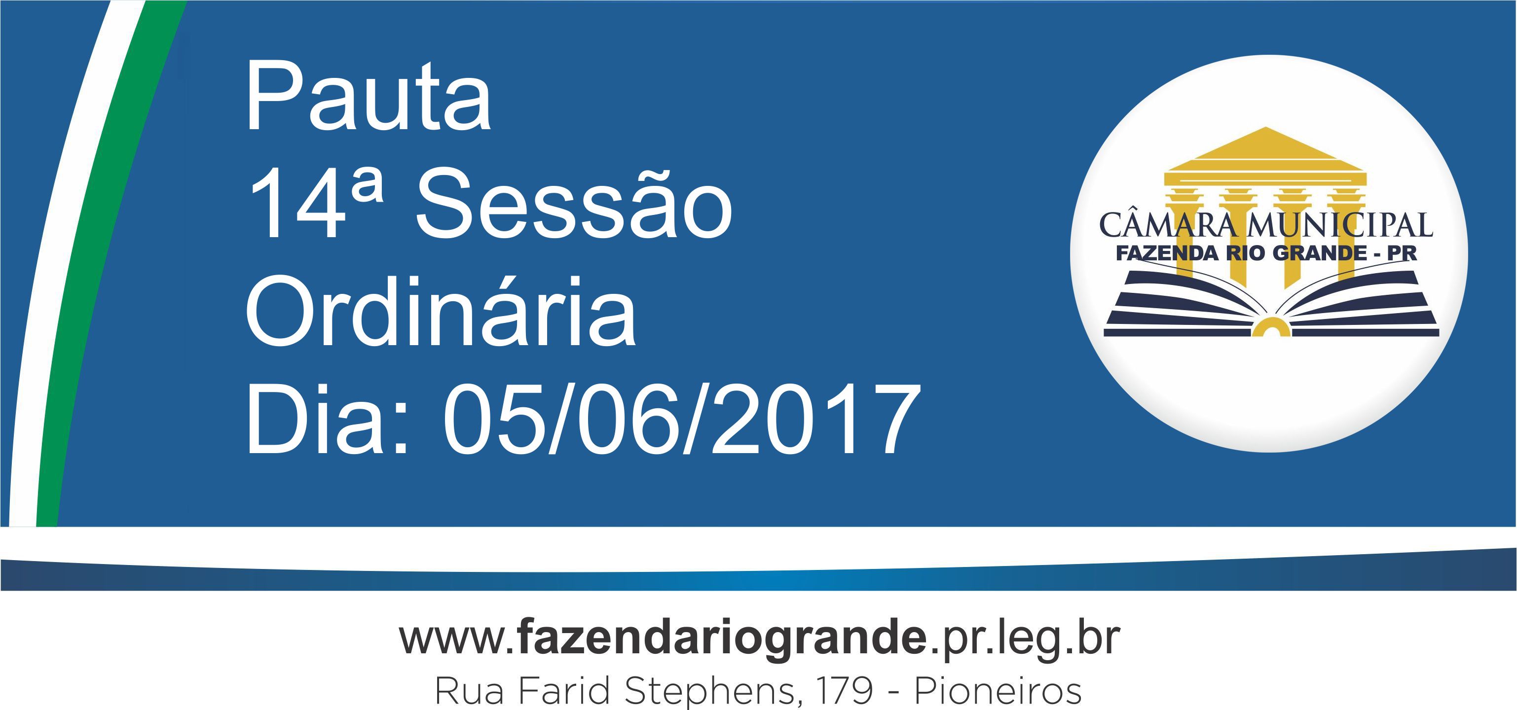 Pauta da 14ª Sessão Ordinária 05/06/2017