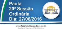 Pauta da 20ª Sessão Ordinária 27/06/2016 