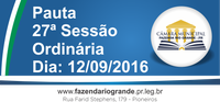 Pauta da 27ª Sessão Ordinária 12/09/2016