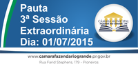 Pauta da 3ª Sessão Extraordinária 01/07/2015 